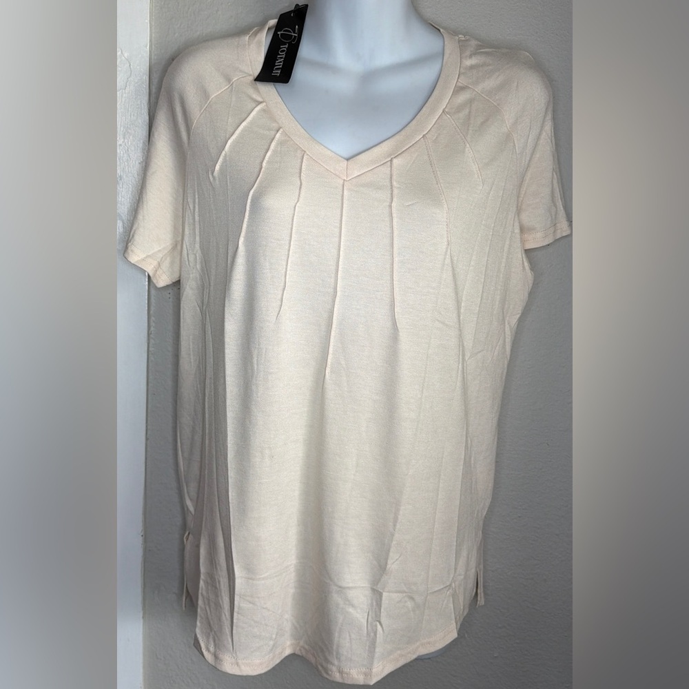 Cream V-Neck Women's Top